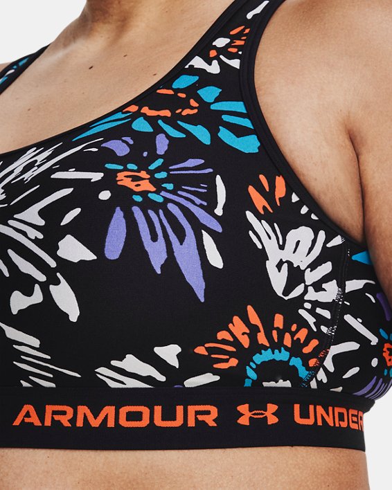 Sostén deportivo estampado Armour® Mid Crossback para Mujer, Black, pdpMainDesktop image number 3